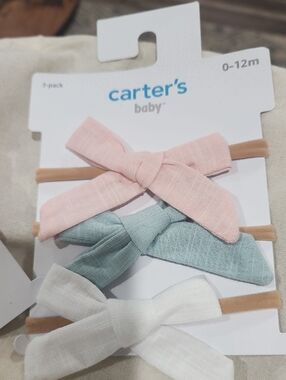 Carter's 3-Pack Girl Bow Headwraps SET OF 2! 0-12M NWT